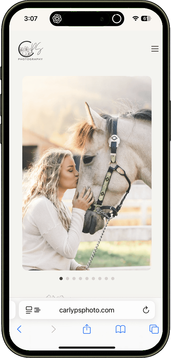 Carly Pearl-Sacks Photography Website Screenshot Screenshot of Carly Pearl-Sacks Photography website